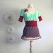 Upcycled Bohemian Top Burgundy Shirt Upcycled Clothing Women's Mint Green Tunic Brown Boho Chic Fringe Ladies Clothes Medium 'ANNABELLE'