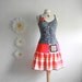 Pink Upcycled Dress Black and White Sundress Plaid Checkered Drop Waist Women's Clothing Eco Friendly Clothes Medium 'PHOEBE'