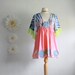 Bohemian Hippie Top Blue Upcycled Shirt Empire Waist Pink Tunic Green Kimono Sleeves Women's Clothing Medium Large 'BREEZY'
