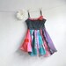 Upcycled Girl's Bohemian Top 8 - 10 Hot Pink Gypsy Shirt Teal Long Tunic Black Lace Spaghetti Straps Childrens Clothing 'MAYA'