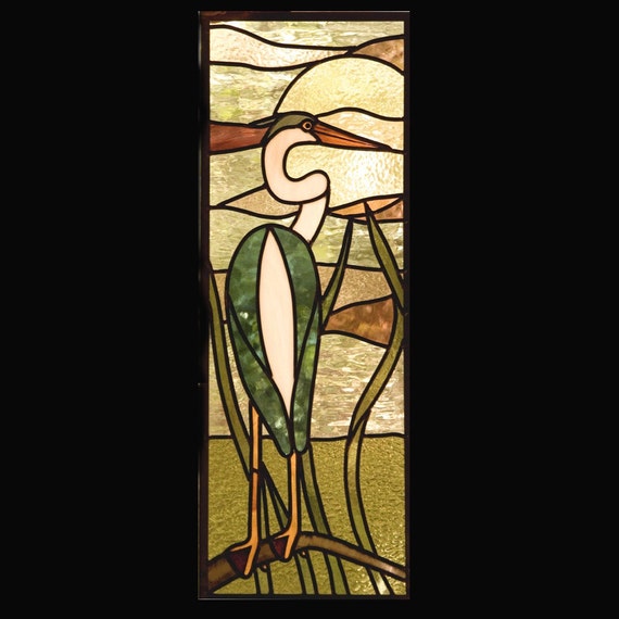 Blue Heron Stained Glass Window