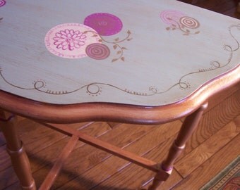 Hand Painted Furniture Vintage Demilune Side Table