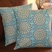Throw Pillow Covers - 16x16" Set of 2 sewn with Amy Butler's Wallflower Sky - Retro Modern Floral Throw Pillow Covers - Sky Blue