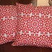 Throw Pillow Covers, 16x16" Set of 2 Amy Butler's Wallflower Cherry Red, Toss Pillow, Accent Pillow, Decorative Cushion, Pillowcase, Bedding