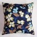 Throw Pillow Cover, Accent Pillow, Decorative Cushion, Navy Blue Floral Pillow Cover, Dogwood Blooms, Joel Dewberry Fabric, 16x16" Square