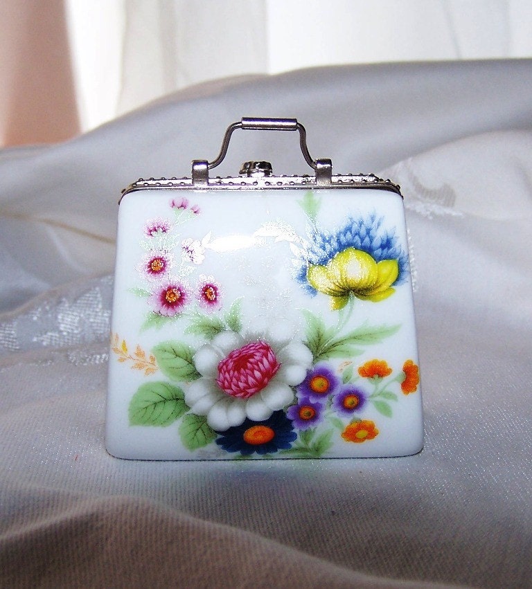 Miniature Porcelain Floral Purse Makes an by JingleDingleDangle
