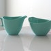 Oneida Deluxe Turquoise Plastic Creamer and Sugar Set