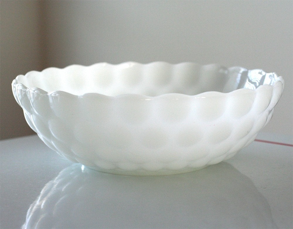 is y white milk Bowl Milk Anchor Hocking NEW Glass Bubble