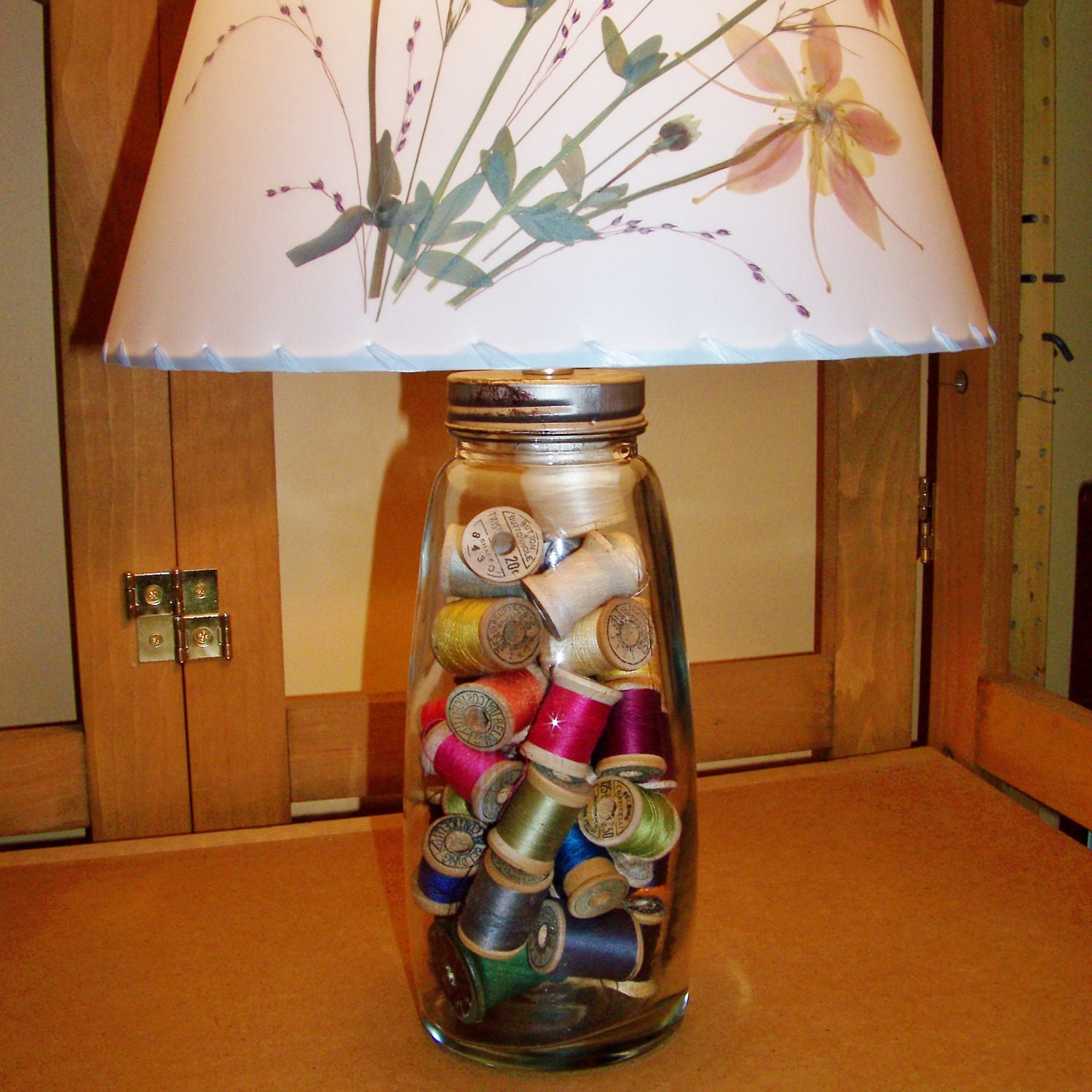 Oversized Mason Jar Lamp with Vintage Wood by botanicallampshades