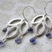 Silver and Blue Leaf Earrings, Periwinkle, Lavender Earrings, Silver Leaf and Blue Indigo Iolite Earrings