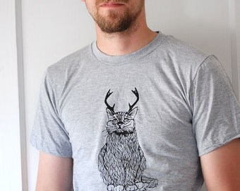 The Original Wild Catalope || cat gifts for guys, cat tshirt, cat with antlers, cat lover gifts, guys who love cats || by Simka Sol