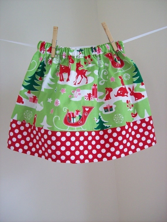 Michael Miller Christmas Critters skirt size by JMBthreedesigns