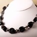 S A L E chunky black lace agate necklace with Picasso marble and onyx