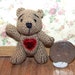 Valentine Teddy Bear Miniature Heart Thread Artist Crochet Ready to Ship