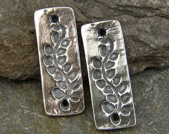 Vine on A Rectangle - Artisan Sterling Silver Links - One Pair - lvr