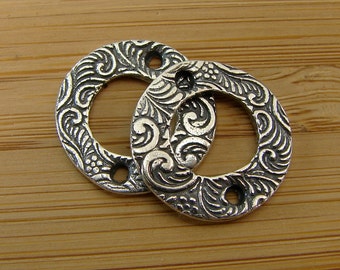 Artisan Sterling Silver Jewelry Findings - Spiraling Vine - Artisan Sterling Silver Links - Ten Pairs - QUANTITY DISCOUNT - lsvr10q