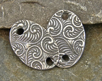 Spiraling Vine Ovals - Artisan Sterling Silver Links - One Pair - lsvo