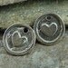 Heart on A Disk - Artisan Sterling Silver Charms - One Pair - Two Pieces