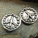 Tiny Rustic Peace Symbols - Artisan Sterling Silver Disk Charms - One Pair - Two Pieces