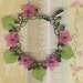 Closing Sale-Lovely Lucite Flowers and Leaves Charm Chain Bracelet-Pink and Green