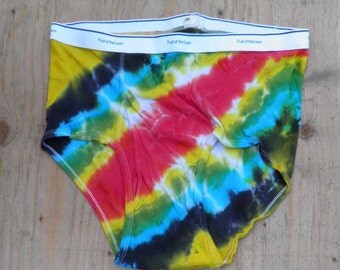 Groovy Tie Dye Underwear (Fruit of the Loom Mens Briefs Size 2XL) (One of a Kind)