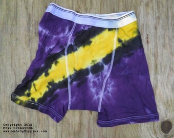 Purple and Gold Tie Dye Underwear (Faded Glory Boxer Briefs Size M) (One of a Kind)