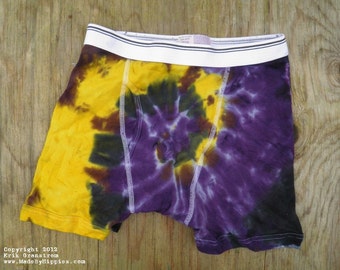 Purple and Gold Tie Dye Underwear (Faded Glory Boxer Briefs Size S) (One of a Kind)