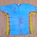 Blue with Yellow and Orange Side Stripes Tie Dye T-Shirt (Fruit of the Loom Size XL) (One of a Kind)