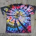Rainbow Spiral on Black Tie Dye V-Neck T-Shirt (Fruit of the Loom Size 2XL) (One of a Kind)