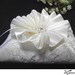 Wedding ring bearer pillow - Ivory Chantilly lace , pleated ribbon flower and rhinestone center.