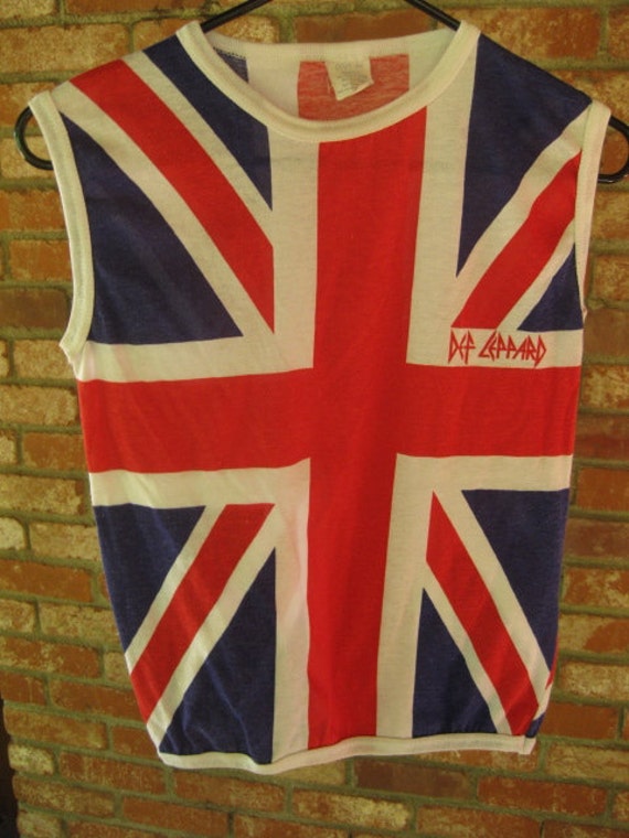 DEF LEPPARD 80s union jack muscle tee.... by squashblossomvintage