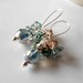 Beaded Earrings Aqua Seafoam Flowers Pearls Faceted Glass Swarovski Bead Clusters on Silver Handmade Jewelry