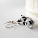 Lampwork Bead Earrings, Black and White Flower Bead Earrings in 925 Sterling Silver, Glass Bead Dangles, Handmade Jewelry