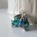 Dangle Earrings Teal Jewelry Faceted Crystal Earrings Dark Aqua in Antiqued Silver Crystal Jewelry Beaded Dangles