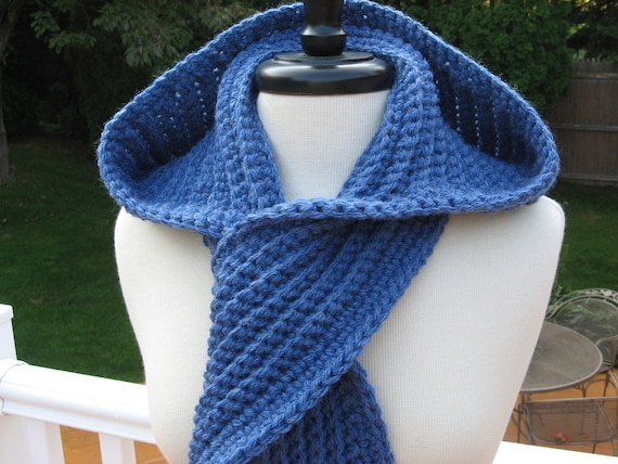 nordic hooded crochet blue in Handmade periwinkle denim scarf pattern  Hooded Scarf for Nordic