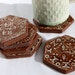 Rustic Modern Ceramic Sun Coasters - Set of Six - Rusty Creamy White Glaze