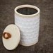 Natural White Sandinavian Rustic Modern Stoneware Canister Jar with Shearling Cloud Motif