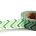 GREEN ZigZag - Japanese Washi Style Decorative Masking Tape - 11 yards (10 meters)