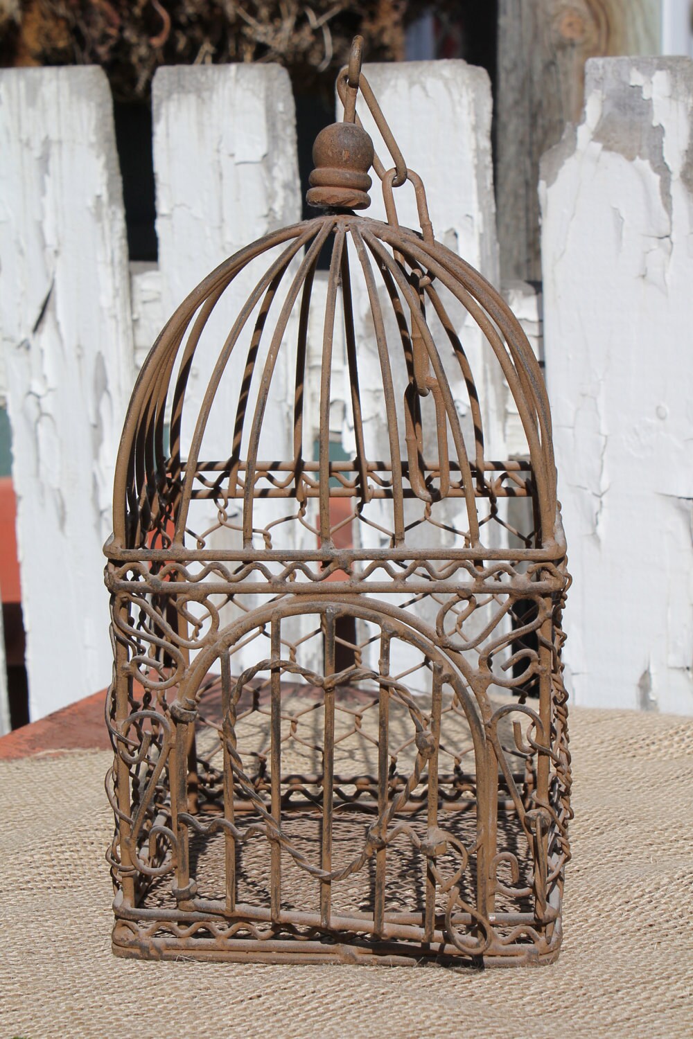 Vintage Wire Bird Cage Birdhouse