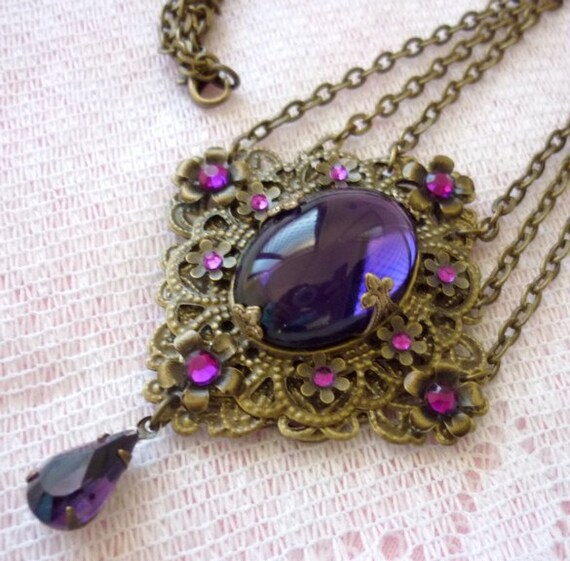 Necklace Regal Purple Beauty Layered Chain by FallenAngelDesigns
