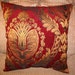 PILLOW SALE!!! New 15in square Old World Elegant Posh Ornate Damask OOAK Merlot and Gold Designer Decorator Throw Pillow