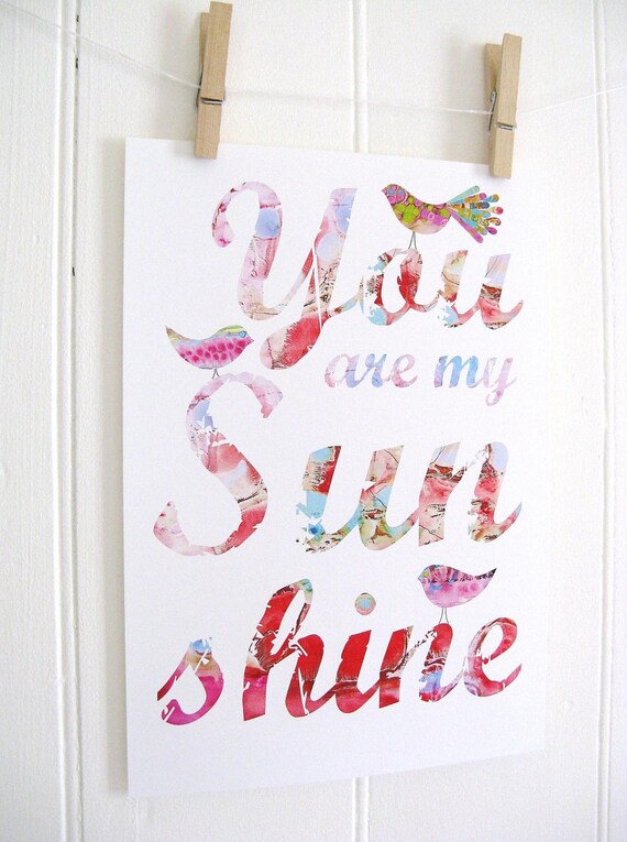 Items similar to You Are My Sunshine Print PINK on Etsy