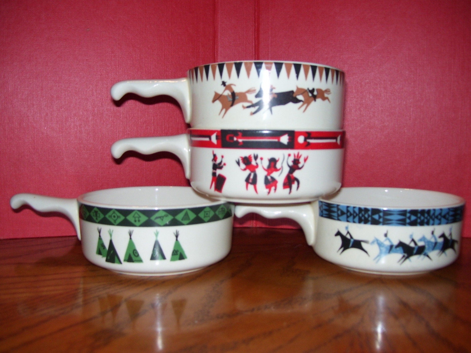 vintage Chili Bowls with Handles by Lee Bates of New Mexico 4