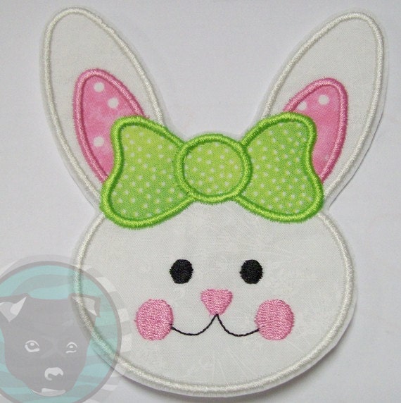 Easter Iron On Applique Miss Bunny by BigBlackDogDesigns on Etsy