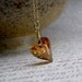 Heart Necklace, Amber Pendant Stone Color, Copper Swarovski Crystal, Gold Filled, Valentine Handmade Jewelry, Ready to Ship Women Gift