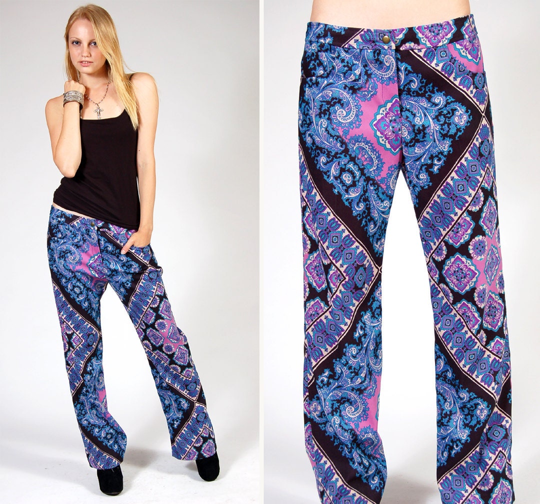 blue paisley pants