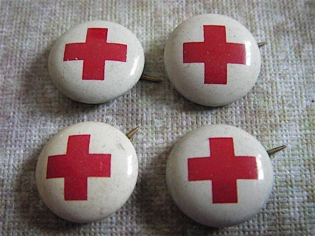 Vintage Old Red Cross Pins Steampunk Altered Art Supplies