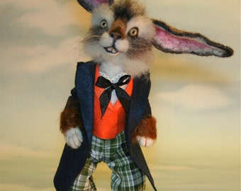 2013 TOBY Award Wonderland The March Hare Rabbit Needle felted Storybook OOAK Doll