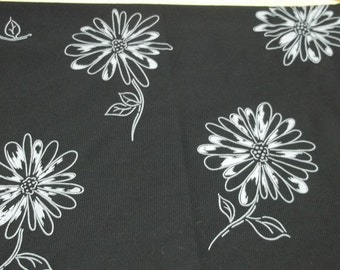black vintage fabric/bold white flowers,black sheer lycra Fabric,B-101,black fabric,white flowers,sewing,crafting projects,costume making