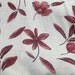 Burgundy flowers cotton fabric cream background textured D-120 treasury item